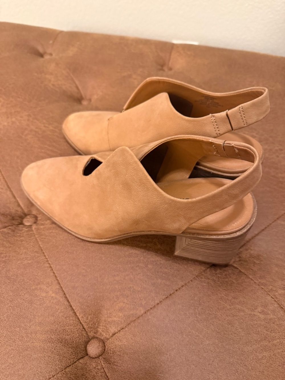 Lucky Brand LP-Ratonda Womens Tan Suede Slingback Block Heel Shoes - Picture 3 of 5